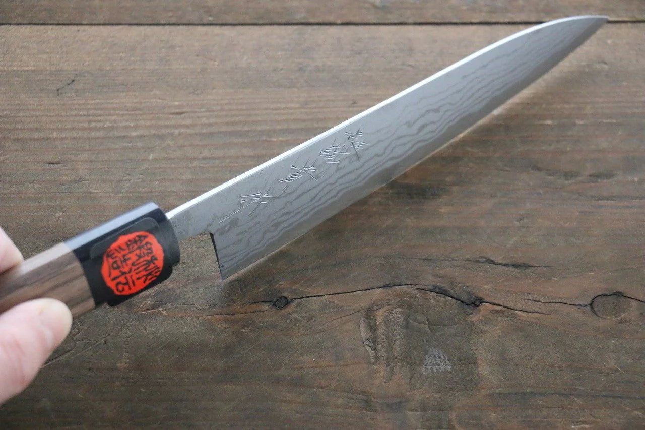 Shigeki Tanaka Blue Steel (บลูสตีล) No.2 ดามัสกัส มีดขนาดเล็ก  Petty มีดทำครัวญี่ปุ่น 150mm ด้ามไม้วอลนัท