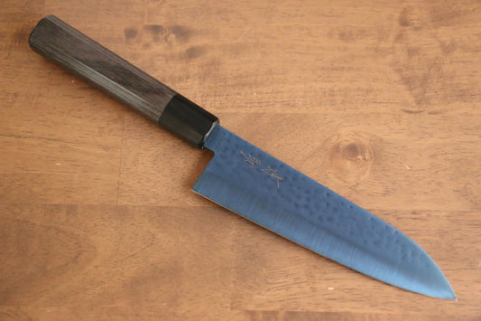 Seisuke เหล็ก SK-85 Ion plating ลายค้อนตี มีด Santoku มีดทำครัวญี่ปุ่น 180mm ด้ามไม้ Pakka wood สีเทา