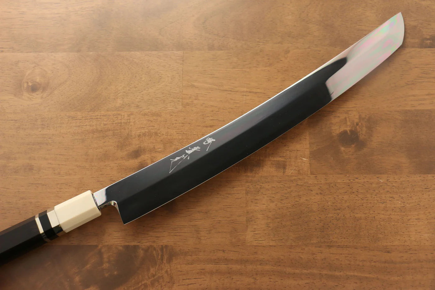 Jikko Silver Steel No.3 (เหล็กเงิน No.3) มีด Sakimaru Yanagiba มีดทำครัวญี่ปุ่น 360mm ด้ามไม้มะเกลือ (ประดับห่วง)