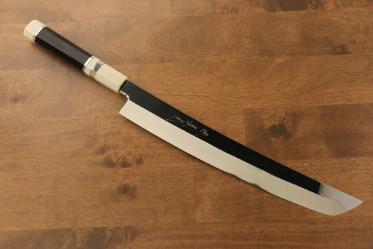 Jikko Silver Steel No.3 (เหล็กเงิน No.3) มีด Sakimaru Yanagiba มีดทำครัวญี่ปุ่น 300mm ด้ามไม้มะเกลือ (ประดับห่วง)