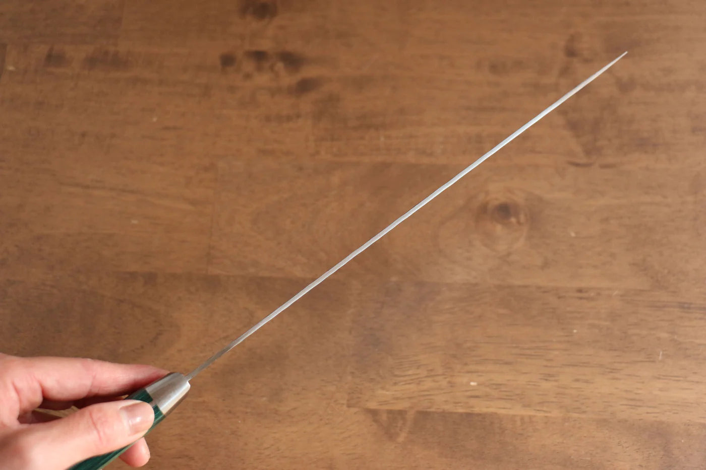 Sakai Takayuki VG10 ดามัสกัส 17 ชั้น มีดเลาะเอ็น Sujihiki มีดทำครัวญี่ปุ่น 240mm ด้ามไม้ Pakka wood เขียว