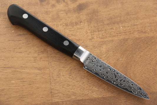 Seisuke Kagami AUS10 ขัดขึ้นเงากระจก ลายดามัสกัส มีดขนาดเล็ก  Petty มีดทำครัวญี่ปุ่น 80mm ด้ามไม้ Pakka wood สีดำ