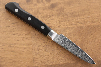 Seisuke Kagami AUS10 ขัดขึ้นเงากระจก ลายดามัสกัส มีดขนาดเล็ก  Petty มีดทำครัวญี่ปุ่น 80mm ด้ามไม้ Pakka wood สีดำ