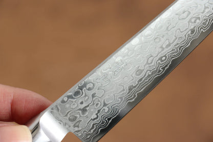 Seisuke Kagami AUS10 ขัดขึ้นเงากระจก ลายดามัสกัส มีดขนาดเล็ก  Petty มีดทำครัวญี่ปุ่น 135mm ด้ามไม้ Pakka wood สีดำ