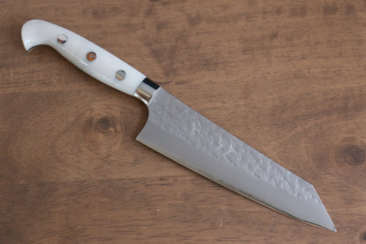 Yu Kurosaki Senko Ei R2/SG2 ลายค้อนตี มีด Santoku ขนาดเล็ก มีดทำครัวญี่ปุ่น 150mm ด้ามอะครีลิคสีขาว