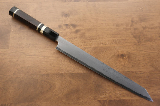 Jikko Blue Steel (บลูสตีล) ดามัสกัส มีด Kiritsuke Sujihiki มีดทำครัวญี่ปุ่น 270mm ด้ามไม้มะเกลือ (ประดับห่วงคู่)