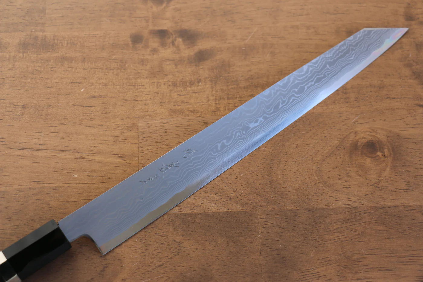 Jikko Blue Steel (บลูสตีล) ดามัสกัส มีด Kiritsuke Sujihiki มีดทำครัวญี่ปุ่น 270mm ด้ามไม้มะเกลือ (ประดับห่วงคู่)