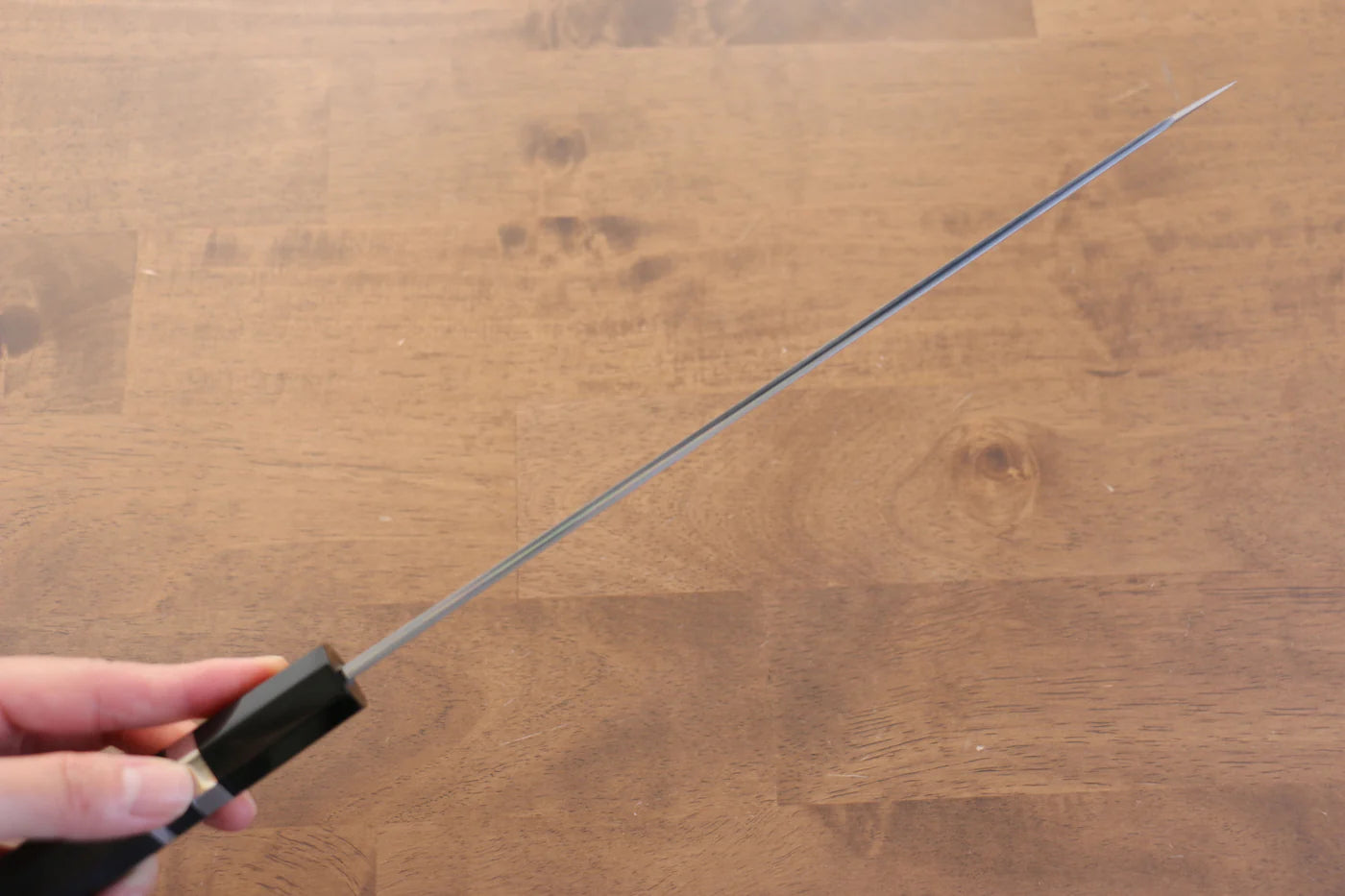 Jikko Blue Steel (บลูสตีล) ดามัสกัส มีด Kiritsuke Sujihiki มีดทำครัวญี่ปุ่น 270mm ด้ามไม้มะเกลือ (ประดับห่วงคู่)