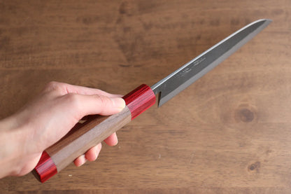 Seisuke Kurumi Blue Steel (บลูสตีล) Kurouchi มีด Santoku มีดทำครัวญี่ปุ่น 165mm ด้ามไม้วอลนัท(ประดับไม้ สีเเดง คู่)