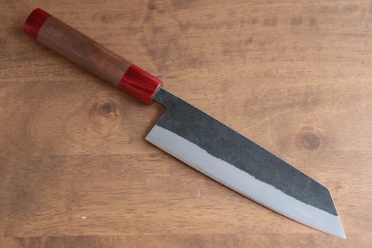 Seisuke Kurumi Blue Steel (บลูสตีล) Kurouchi มีดสำหรับการใช้งานได้ทั่วไป Bunka มีดทำครัวญี่ปุ่น 180mm ด้ามไม้วอลนัท(ประดับไม้ สีเเดง คู่)