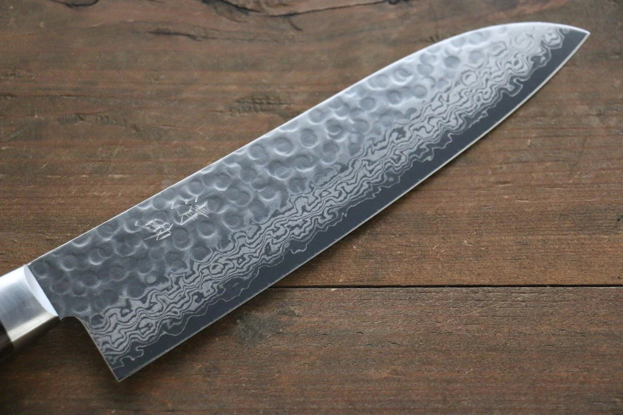 Seisuke VG10 17 ชั้น ดามัสกัส มีด Santoku มีดทำครัวญี่ปุ่น 180mm ด้ามมะฮอกกานี
