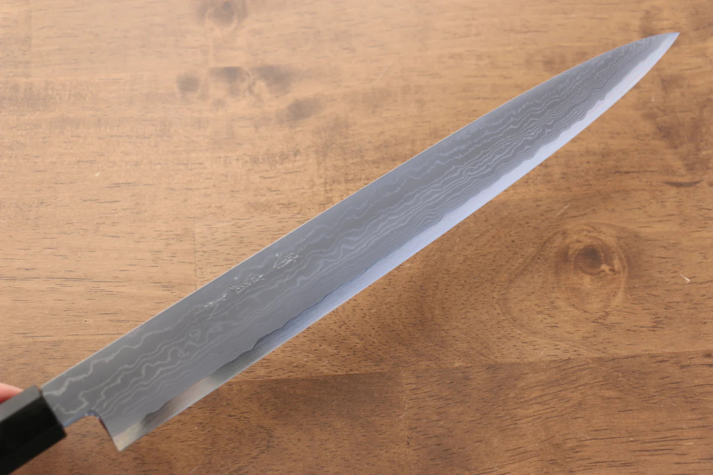 Jikko Blue Steel (บลูสตีล) ดามัสกัส มีดเลาะเอ็น Sujihiki มีดทำครัวญี่ปุ่น 270mm ด้ามไม้มะเกลือ (ประดับห่วงคู่)
