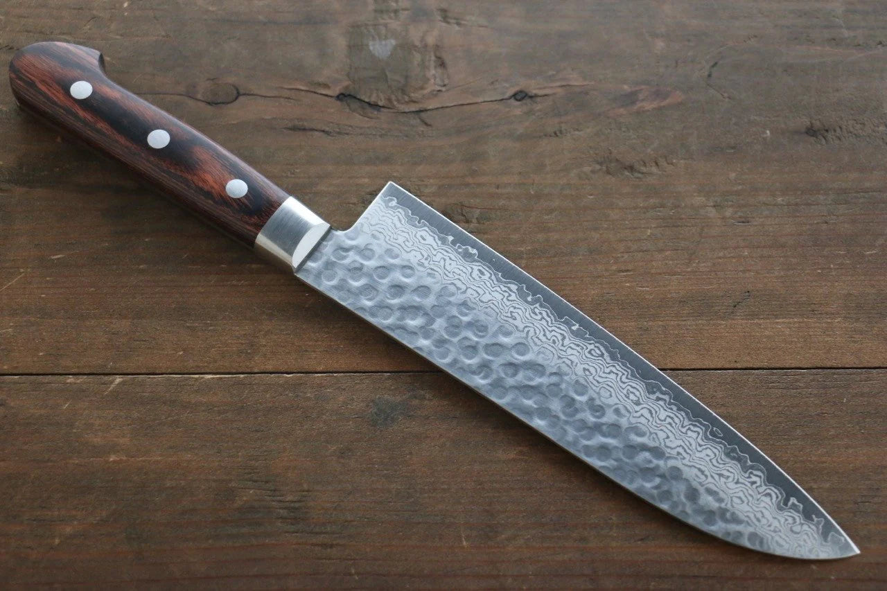Seisuke VG10 17 ชั้น ดามัสกัส มีด Santoku มีดทำครัวญี่ปุ่น 180mm ด้ามมะฮอกกานี