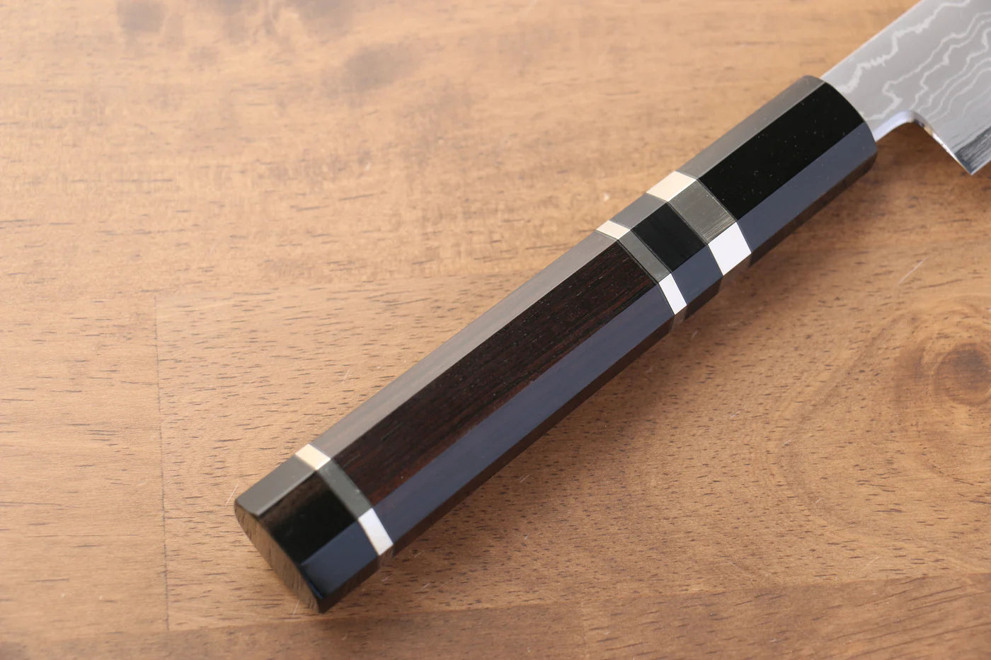 Jikko Blue Steel (บลูสตีล) ดามัสกัส มีดเลาะเอ็น Sujihiki มีดทำครัวญี่ปุ่น 270mm ด้ามไม้มะเกลือ (ประดับห่วงคู่)