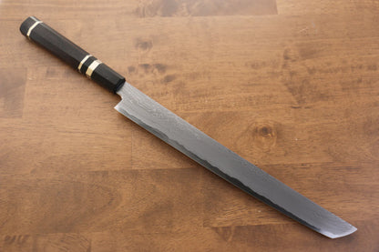 Jikko Blue Steel (บลูสตีล) ดามัสกัส มีดSakimaru Sujihiki มีดทำครัวญี่ปุ่น 300mm ด้ามไม้มะเกลือ (ประดับห่วงคู่)