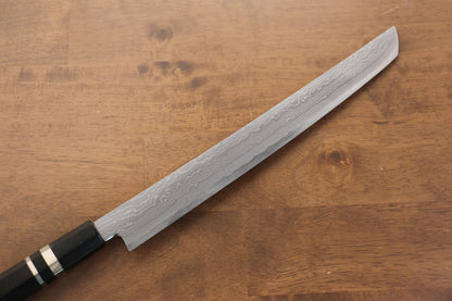 Jikko Blue Steel (บลูสตีล) ดามัสกัส มีดSakimaru Sujihiki มีดทำครัวญี่ปุ่น 300mm ด้ามไม้มะเกลือ (ประดับห่วงคู่)