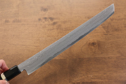 Jikko Blue Steel (บลูสตีล) ดามัสกัส มีดSakimaru Sujihiki มีดทำครัวญี่ปุ่น 300mm ด้ามไม้มะเกลือ (ประดับห่วงคู่)