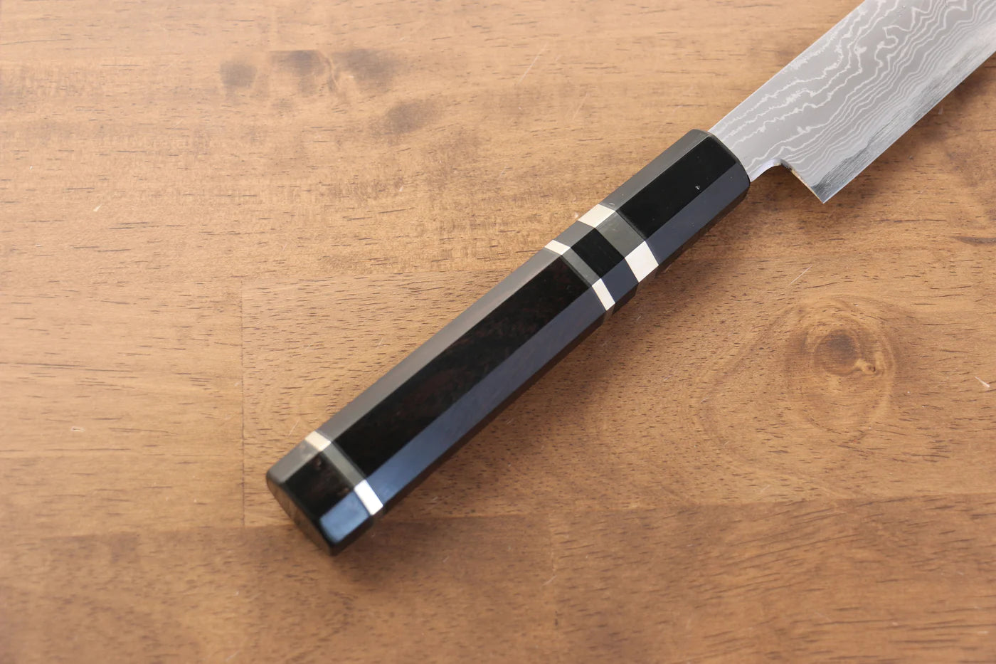 Jikko Blue Steel (บลูสตีล) ดามัสกัส มีดSakimaru Sujihiki มีดทำครัวญี่ปุ่น 300mm ด้ามไม้มะเกลือ (ประดับห่วงคู่)