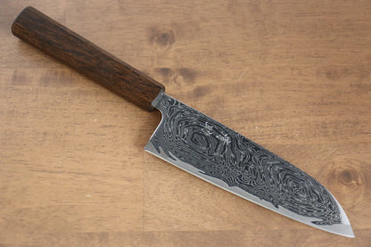 Seisuke Nami AUS10 ขัดขึ้นเงากระจก ลายดามัสกัส มีด Santoku มีดทำครัวญี่ปุ่น 165mm ด้ามโอ๊ค
