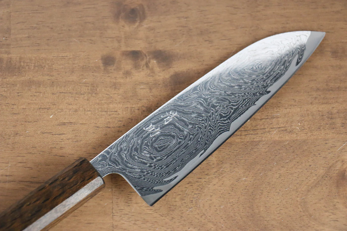 Seisuke Nami AUS10 ขัดขึ้นเงากระจก ลายดามัสกัส มีด Santoku มีดทำครัวญี่ปุ่น 165mm ด้ามโอ๊ค