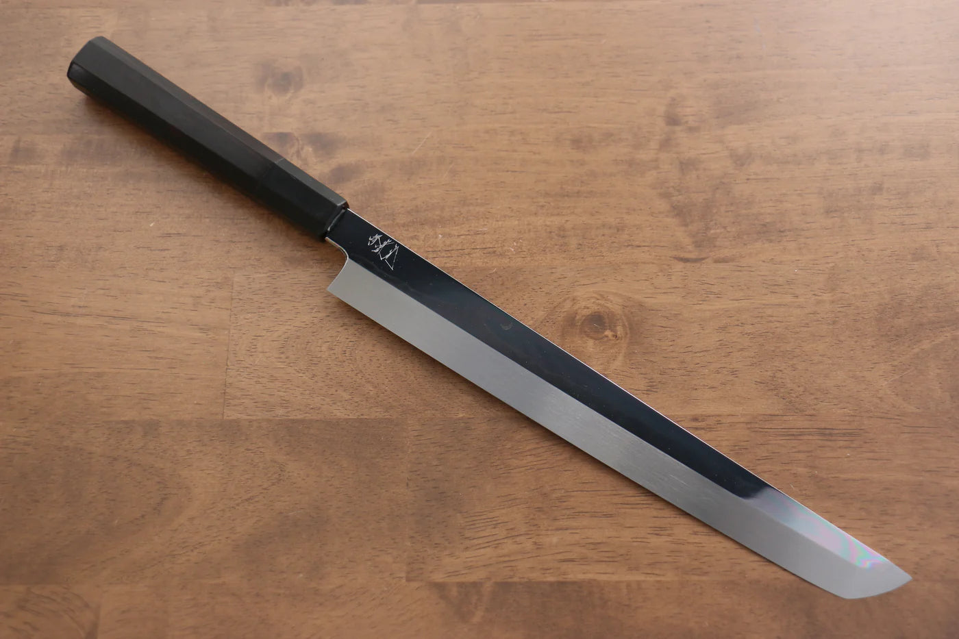 Jikko Fujisan Honyaki White Steel (เหล็กกล้าขาว) No.3 ขัดขึ้นเงากระจก มีด Sakimaru Yanagiba มีดทำครัวญี่ปุ่น 270mm ด้ามไม้มะเกลือ