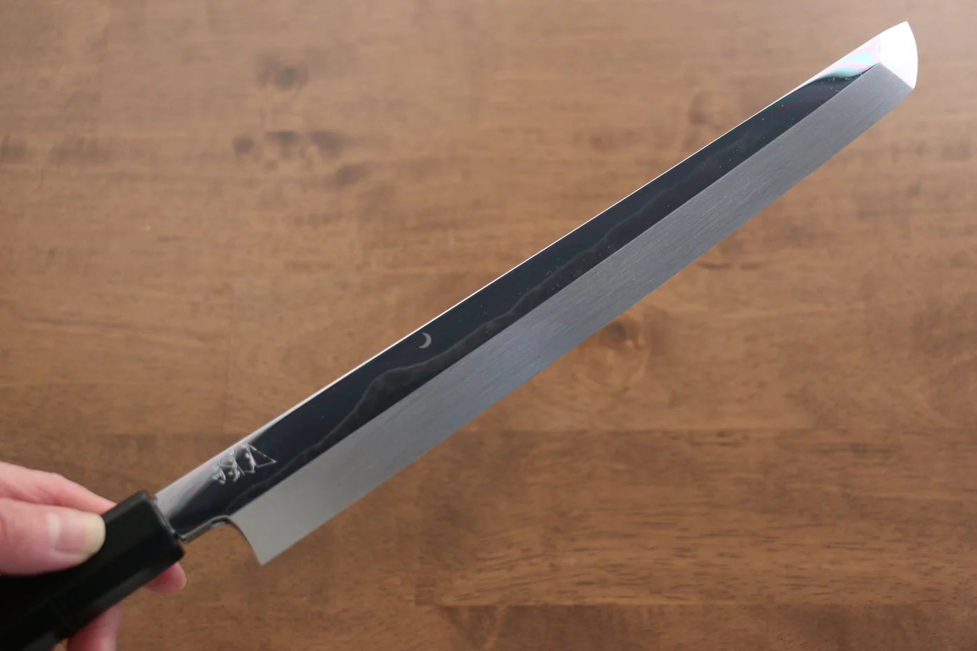 Jikko Fujisan Honyaki White Steel (เหล็กกล้าขาว) No.3 ขัดขึ้นเงากระจก มีด Sakimaru Yanagiba มีดทำครัวญี่ปุ่น 270mm ด้ามไม้มะเกลือ