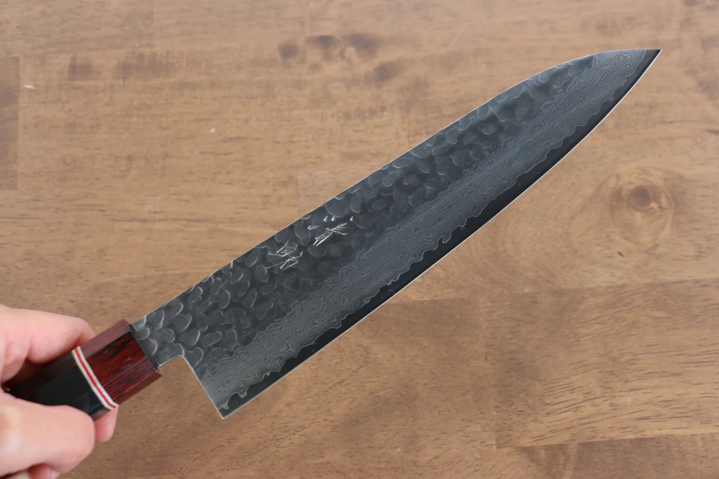 Seisuke VG10 ดามัสกัส มีดกิวโตะ Gyuto มีดทำครัวญี่ปุ่น 210mm ด้ามไม้ Pakka wood สีดำ