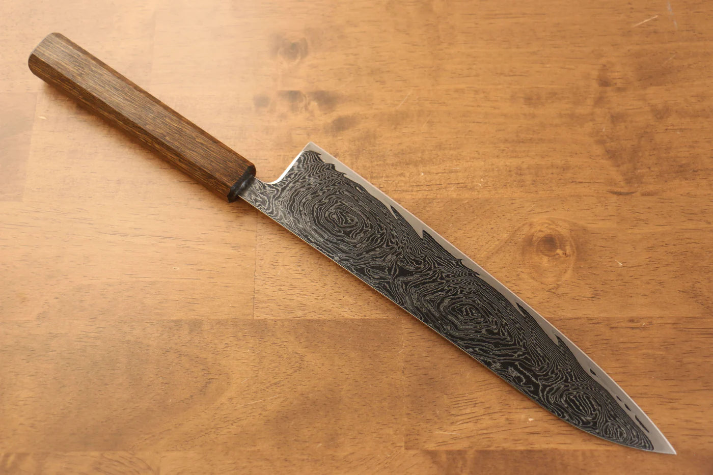 Seisuke Nami AUS10 ขัดขึ้นเงากระจก ลายดามัสกัส มีดกิวโตะ Gyuto มีดทำครัวญี่ปุ่น 240mm ด้ามโอ๊ค