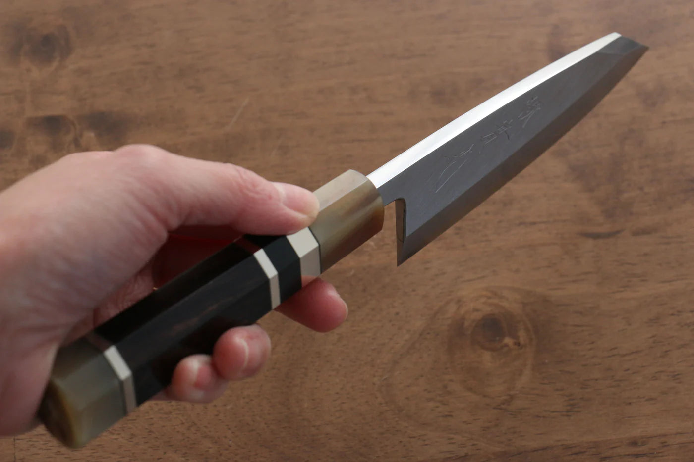 Jikko  Blue Steel (บลูสตีล) มีด Sakimaru Yanagiba มีดทำครัวญี่ปุ่น 300mm ด้ามไม้มะเกลือ (ประดับห่วงคู่)