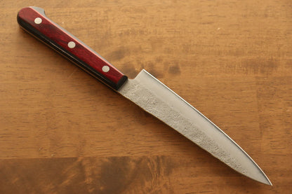 Seisuke Silver Steel No.3 (เหล็กเงิน No.3) ลายคล้ายผิวลูกสาลี่ มีดขนาดเล็ก  Petty มีดทำครัวญี่ปุ่น 135mm ด้ามไม้ Pakka wood สีแดง