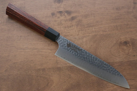 Seki Kanetsugu Heptagon Wood VG2 ลายค้อนตี มีด Santoku มีดทำครัวญี่ปุ่น 170mm ด้ามไม้ Pakka wood (หกเหลี่ยม)