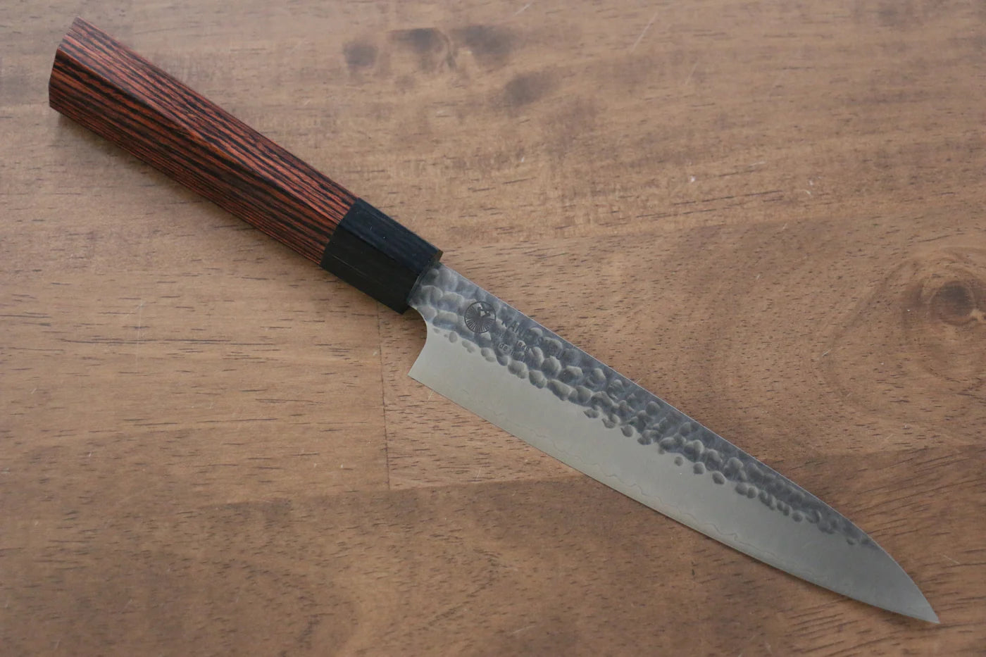 Seki Kanetsugu Heptagon Wood VG2 ลายค้อนตี Set มีดขนาดเล็ก & มีด Gyuto & มีดหั่นขนมปัง มีดทำครัวญี่ปุ่น mm
