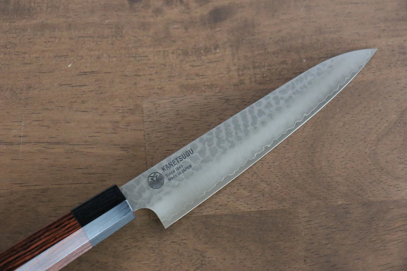 Seki Kanetsugu Heptagon Wood VG2 ลายค้อนตี Set มีดขนาดเล็ก & มีด Gyuto & มีดหั่นขนมปัง มีดทำครัวญี่ปุ่น mm