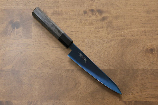 Seisuke เหล็ก SK-85 Ion plating ขัด มีดขนาดเล็ก  Petty มีดทำครัวญี่ปุ่น 150mm ด้ามไม้ Pakka wood สีเทา