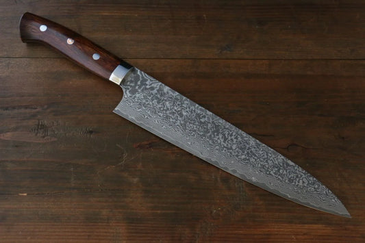 Takeshi Saji R2/SG2 ดามัสกัสดำ มีดกิวโตะ Gyuto มีดทำครัวญี่ปุ่น 240mm ด้ามต้นไอรอนวููด