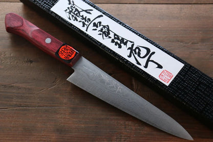 Shigeki Tanaka VG10 17 ชั้น ดามัสกัส มีดขนาดเล็ก  Petty มีดทำครัวญี่ปุ่น 150mm ด้ามไม้ Pakka wood สีแดง