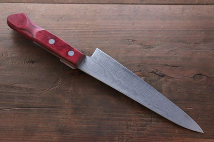 Shigeki Tanaka VG10 17 ชั้น ดามัสกัส มีดขนาดเล็ก  Petty มีดทำครัวญี่ปุ่น 150mm ด้ามไม้ Pakka wood สีแดง