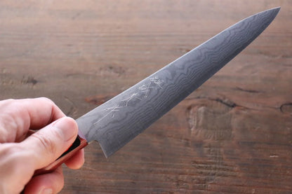 Shigeki Tanaka VG10 17 ชั้น ดามัสกัส มีดขนาดเล็ก  Petty มีดทำครัวญี่ปุ่น 150mm ด้ามไม้ Pakka wood สีแดง