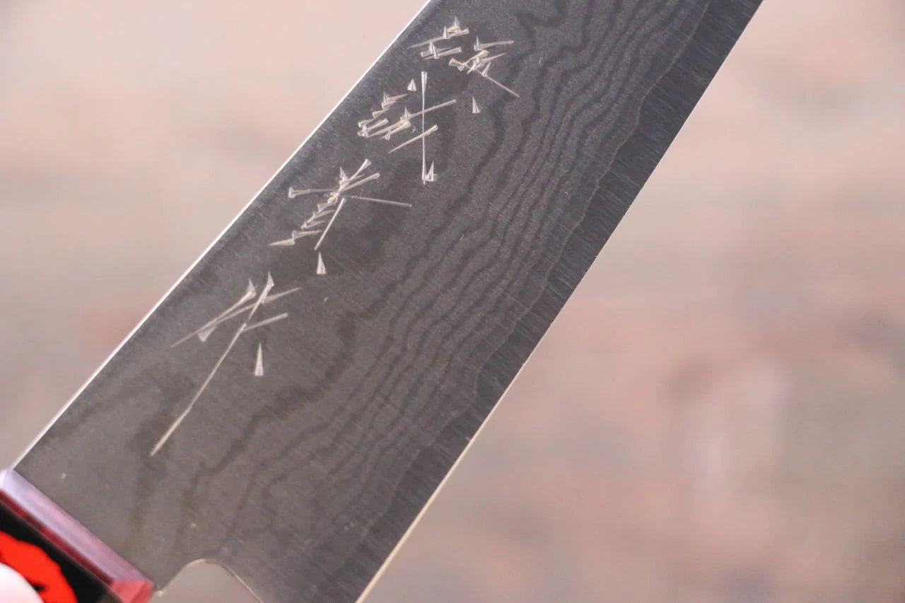 Shigeki Tanaka VG10 17 ชั้น ดามัสกัส มีดขนาดเล็ก  Petty มีดทำครัวญี่ปุ่น 150mm ด้ามไม้ Pakka wood สีแดง