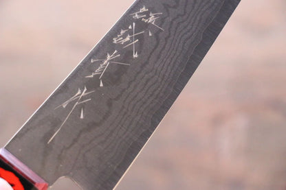 Shigeki Tanaka VG10 17 ชั้น ดามัสกัส มีดขนาดเล็ก  Petty มีดทำครัวญี่ปุ่น 150mm ด้ามไม้ Pakka wood สีแดง