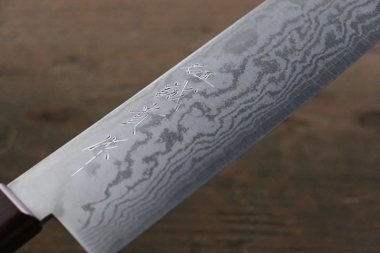 Shigeki Tanaka VG10 17 ชั้น ดามัสกัส มีดหั่นผัก Nakiri มีดทำครัวญี่ปุ่น 160mm ด้ามไม้ Pakka wood สีแดง